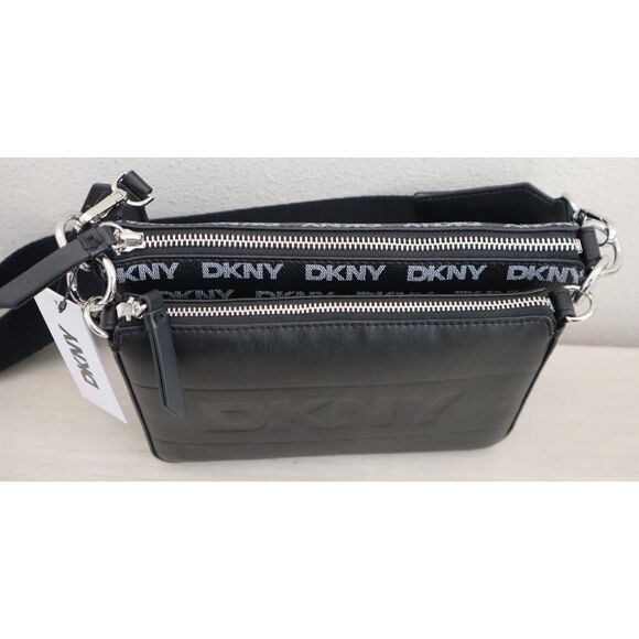 DKNY R43E5H15 Women's O/S Black PU Leather Logo Print Haven Crossbody Bag - Picture 3 of 16